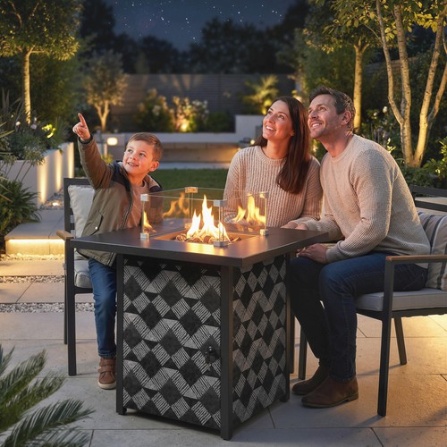 Square propane gas fire - gas, pit