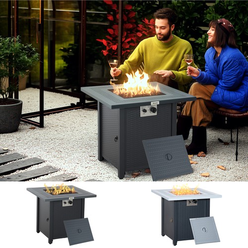 Square propane fire pit table - square,