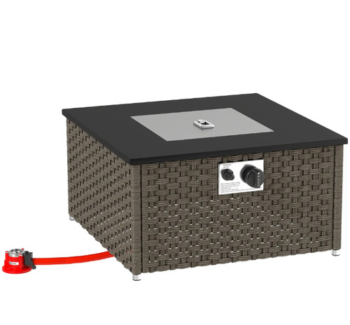 Rattan gas fire - rattan, table