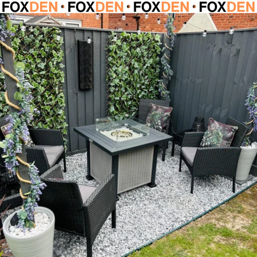 Square rattan gas fire pit - fire,