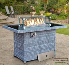 Rattan Gas Fire Pit Table +